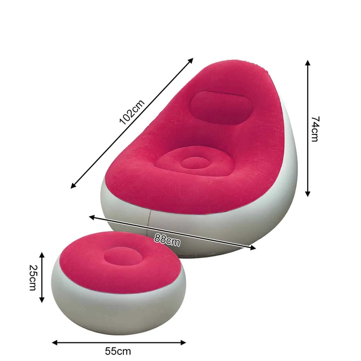 1PC Inflatable Lounge Chair for Adults, Folding Portable Lazy Sofa with Foot Stool Lazy Flocking Recliner Chair Air Couch Sofa