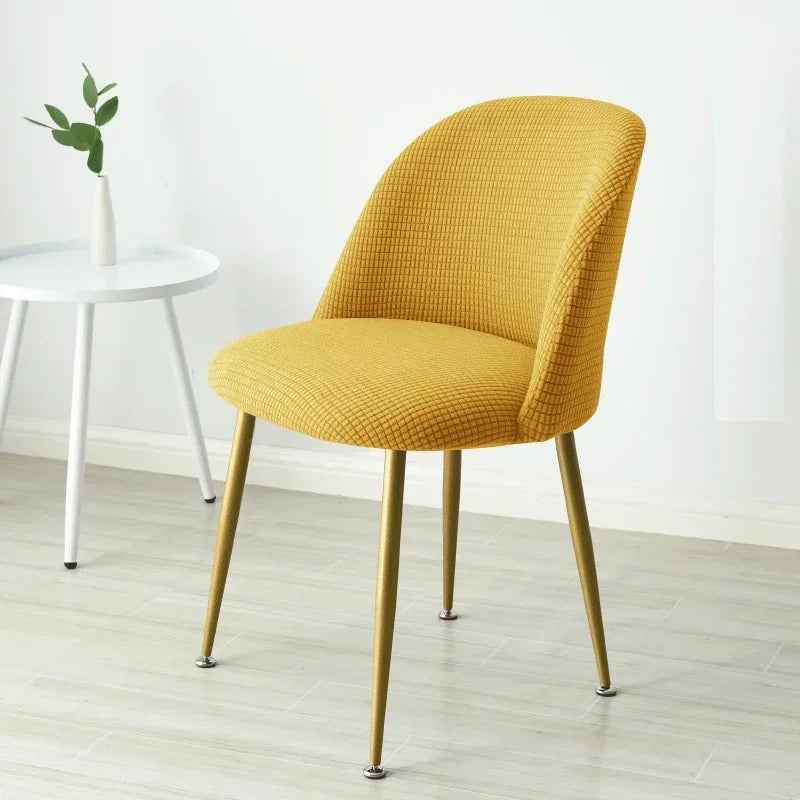 1PC Polar Fleece Curved Chair Cover Accent Short Back Dining Chair Slipcovers Small Chair Protector Case for Kitchen Hotel