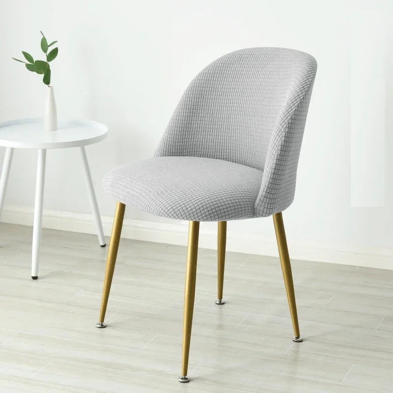1PC Polar Fleece Curved Chair Cover Accent Short Back Dining Chair Slipcovers Small Chair Protector Case for Kitchen Hotel