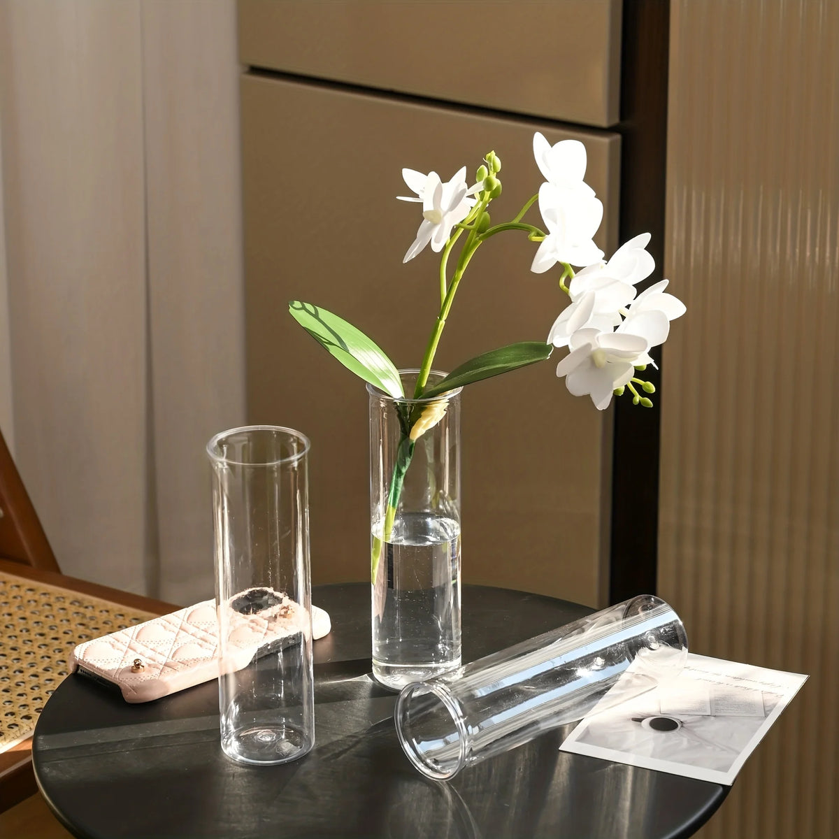 15/20 Plastic Cylindrical Vases, High Transparency Vase Set, Suitable for Simple desktop Flower Arrangement Decoration