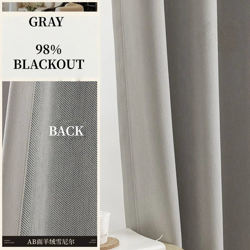 Chenille Blackout Curtains – Custom Size Thick Window Curtain