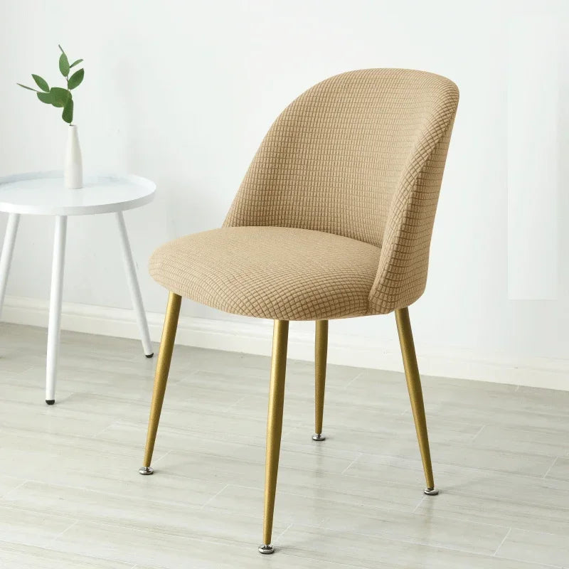 1PC Polar Fleece Curved Chair Cover Accent Short Back Dining Chair Slipcovers Small Chair Protector Case for Kitchen Hotel