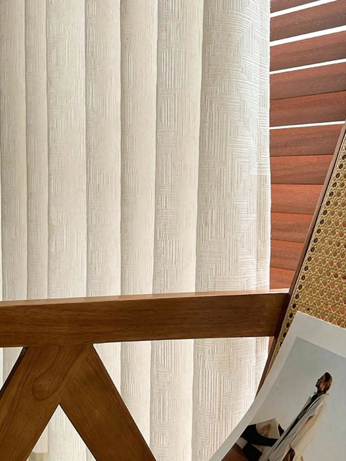 1Pc Vintage Inspired Geometric Pattern Translucent Non-Light Blocking Curtain Sheer for Living Room Bedroom