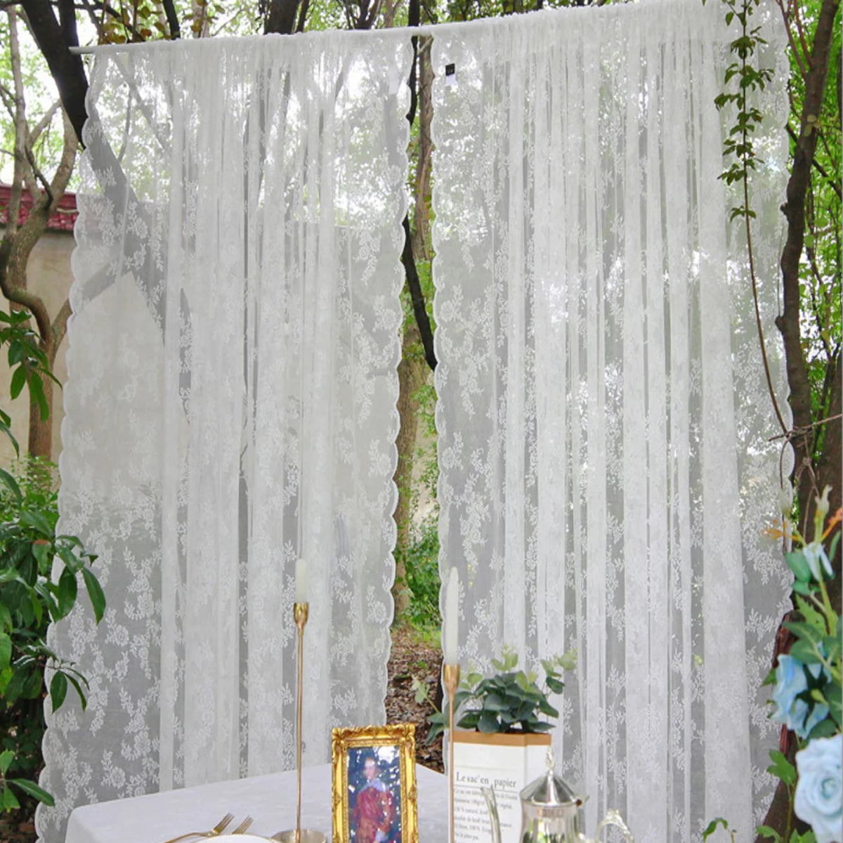 Lace Sheer Curtain with Rod Pocket - 1pcs For Bedrooms & Lounge
