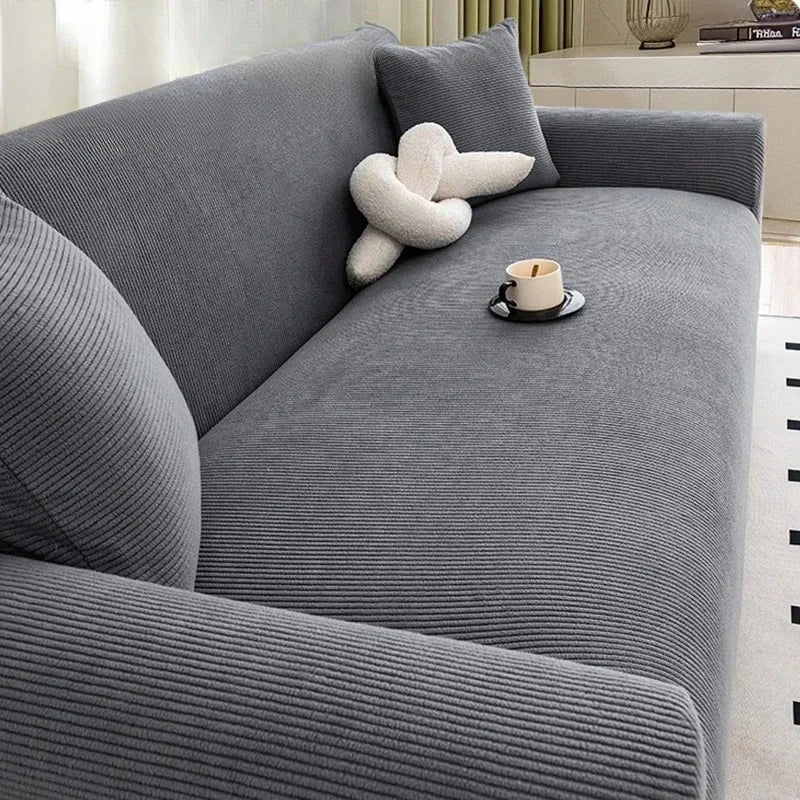 1/2/3/4 Seater Stretch Jacquard Sofa Cover – Non-Slip Polar Fleece Slipcover