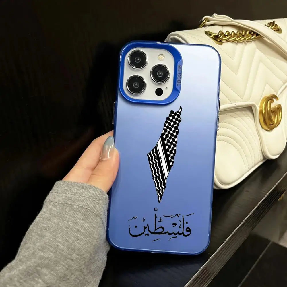 Plus Palestine Flag Passport Phone Case IMD For IPhone 16 15 14 13 12 XS Pro Max Plus 11 Fashion Matte Laser Gradient Cover Luxu