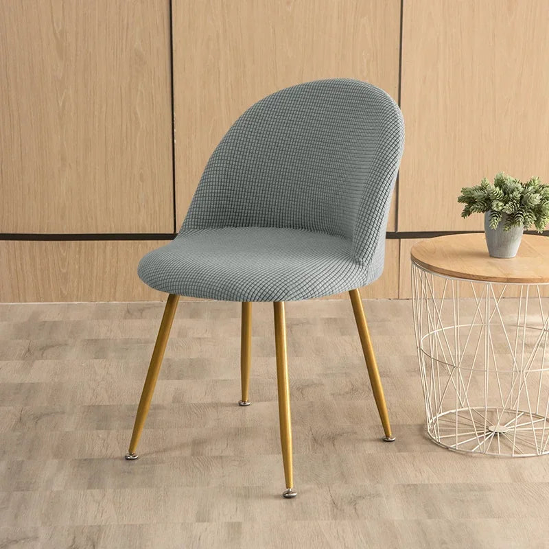 1PC Polar Fleece Curved Chair Cover Accent Short Back Dining Chair Slipcovers Small Chair Protector Case for Kitchen Hotel