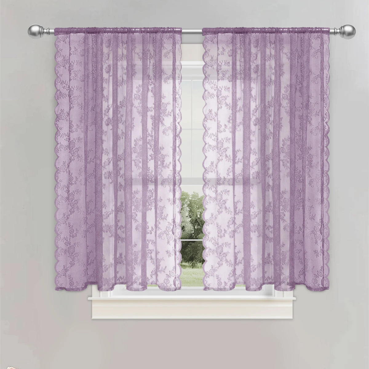 Lace Sheer Curtain with Rod Pocket - 1pcs For Bedrooms & Lounge
