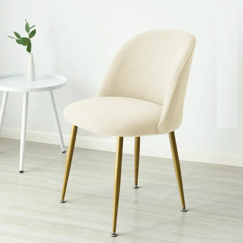 1PC Polar Fleece Curved Chair Cover Accent Short Back Dining Chair Slipcovers Small Chair Protector Case for Kitchen Hotel