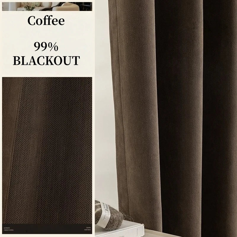 Chenille Blackout Curtains – Custom Size Thick Window Curtain