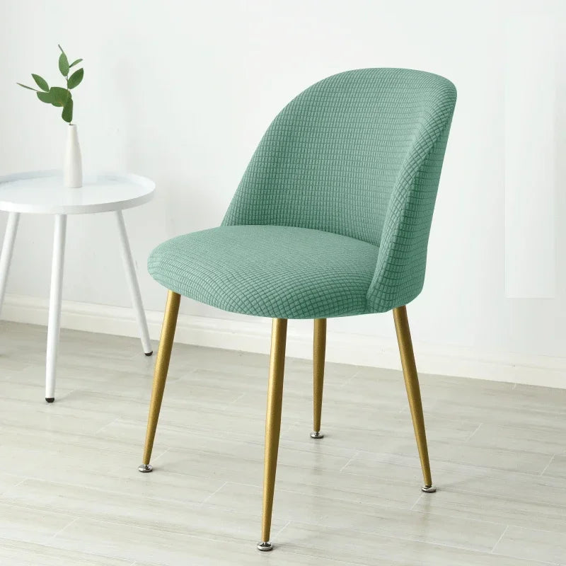 1PC Polar Fleece Curved Chair Cover Accent Short Back Dining Chair Slipcovers Small Chair Protector Case for Kitchen Hotel