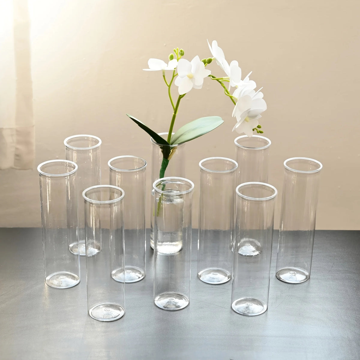 15/20 Plastic Cylindrical Vases, High Transparency Vase Set, Suitable for Simple desktop Flower Arrangement Decoration
