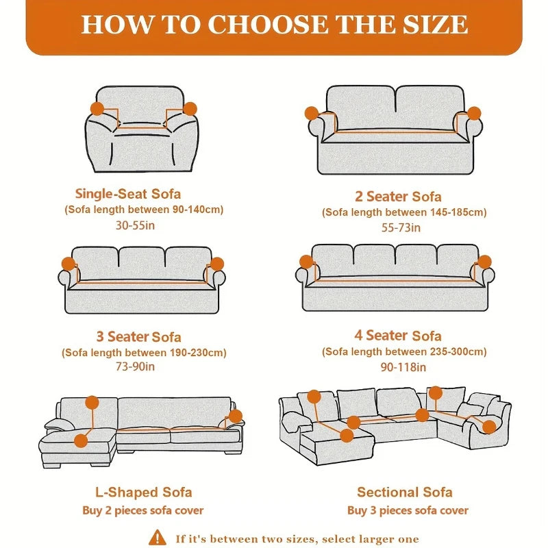 1/2/3/4 Seater Stretch Jacquard Sofa Cover – Non-Slip Polar Fleece Slipcover