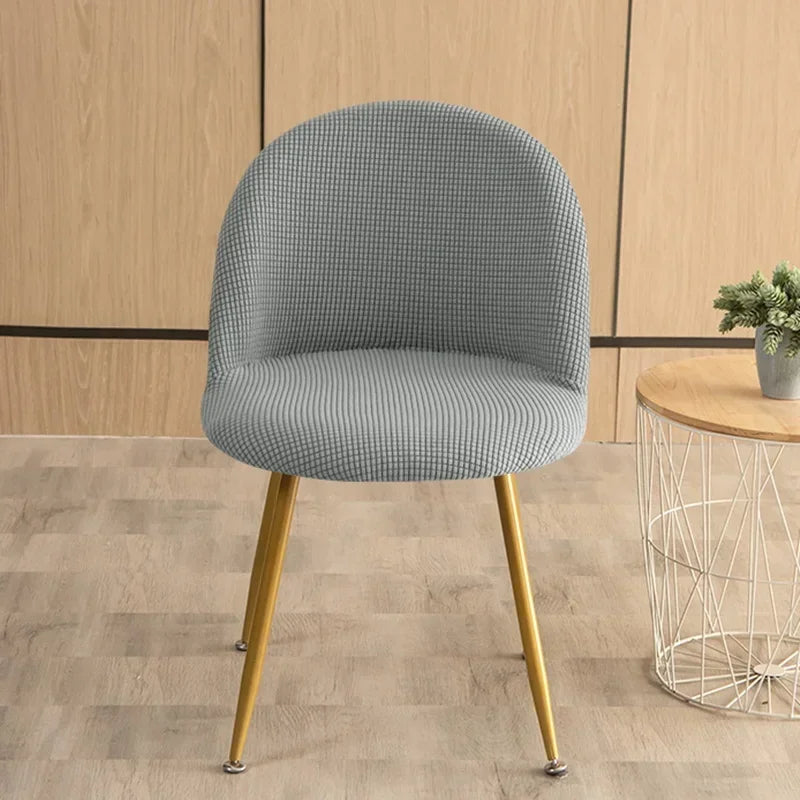 1PC Polar Fleece Curved Chair Cover Accent Short Back Dining Chair Slipcovers Small Chair Protector Case for Kitchen Hotel