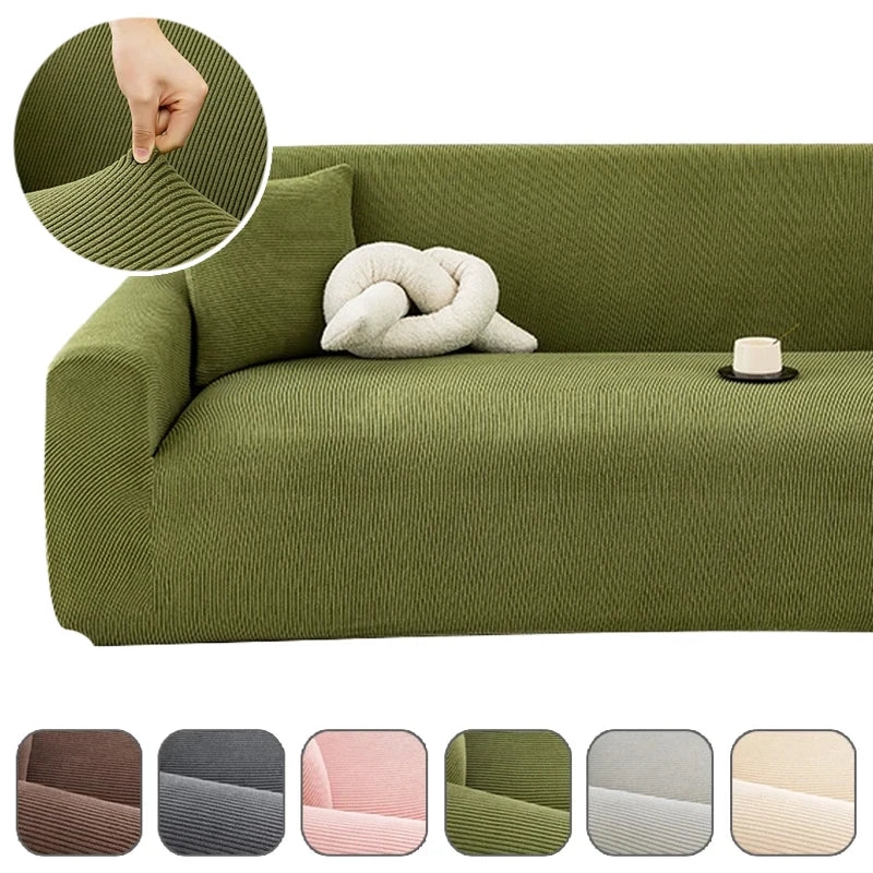 1/2/3/4 Seater Stretch Jacquard Sofa Cover – Non-Slip Polar Fleece Slipcover