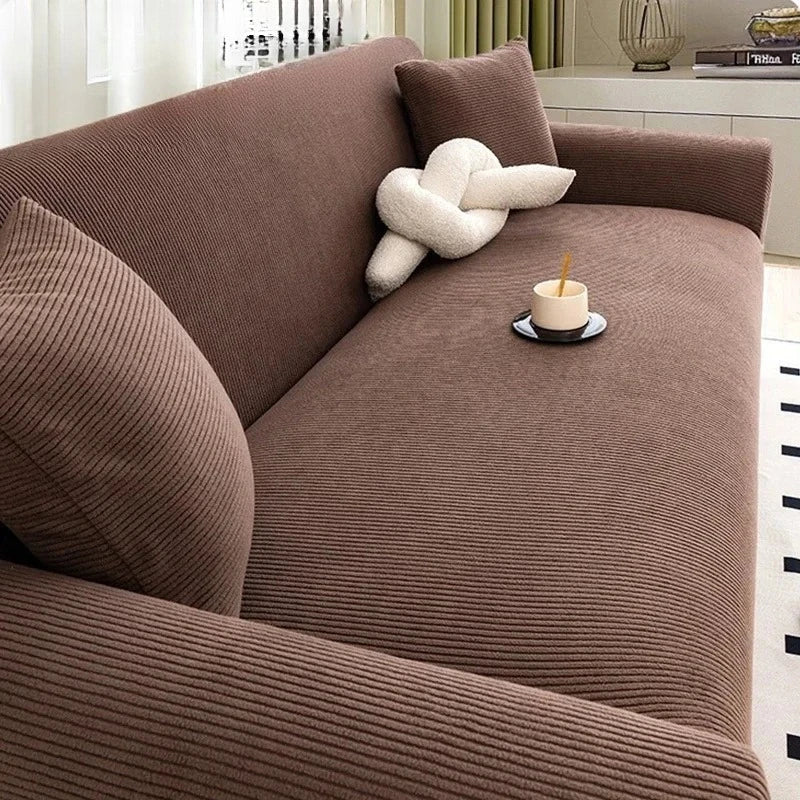 1/2/3/4 Seater Stretch Jacquard Sofa Cover – Non-Slip Polar Fleece Slipcover