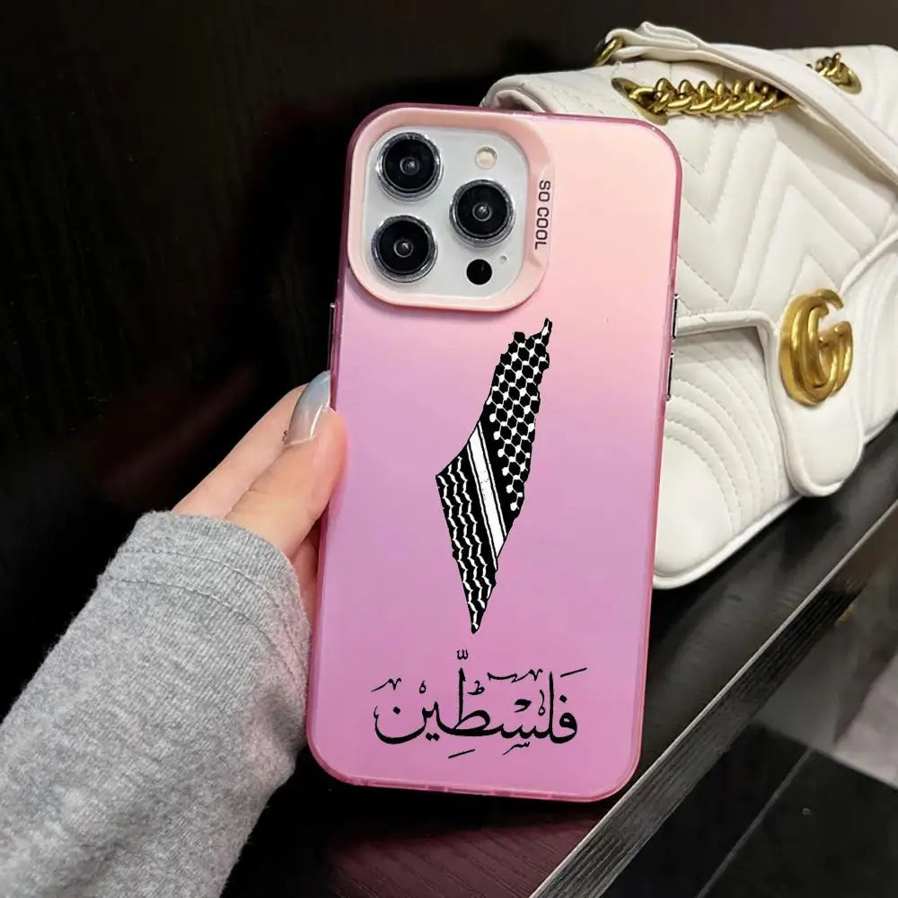 Plus Palestine Flag Passport Phone Case IMD For IPhone 16 15 14 13 12 XS Pro Max Plus 11 Fashion Matte Laser Gradient Cover Luxu
