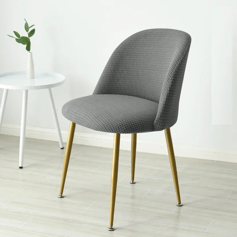 1PC Polar Fleece Curved Chair Cover Accent Short Back Dining Chair Slipcovers Small Chair Protector Case for Kitchen Hotel