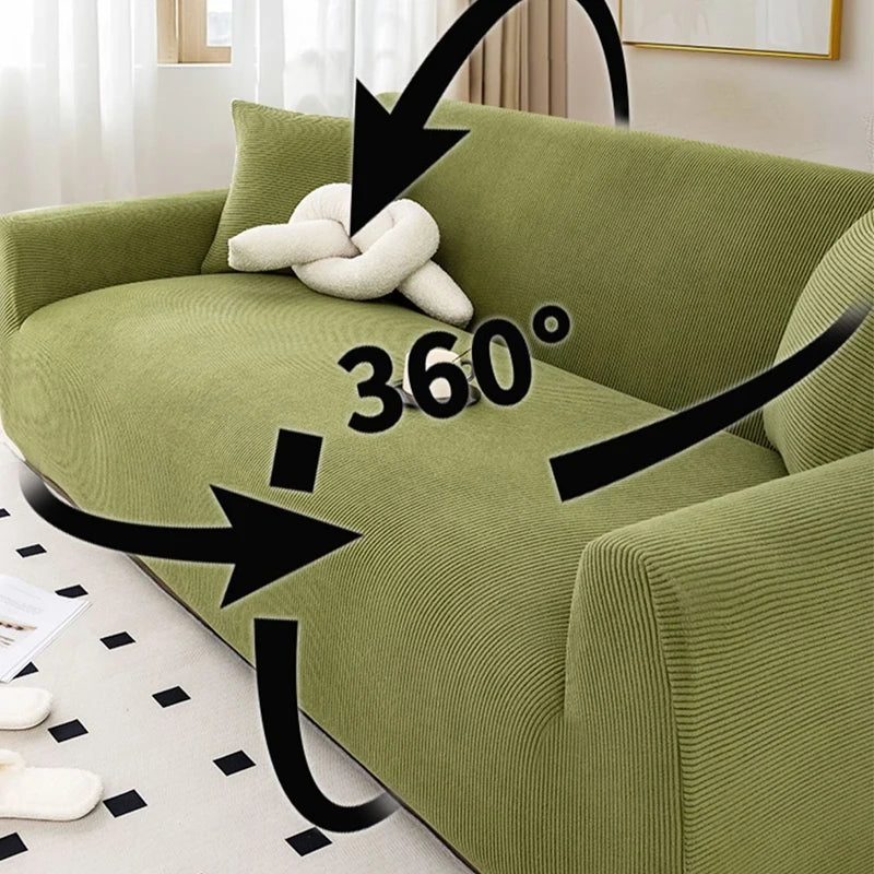 1/2/3/4 Seater Stretch Jacquard Sofa Cover – Non-Slip Polar Fleece Slipcover