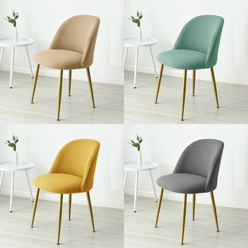 1PC Polar Fleece Curved Chair Cover Accent Short Back Dining Chair Slipcovers Small Chair Protector Case for Kitchen Hotel