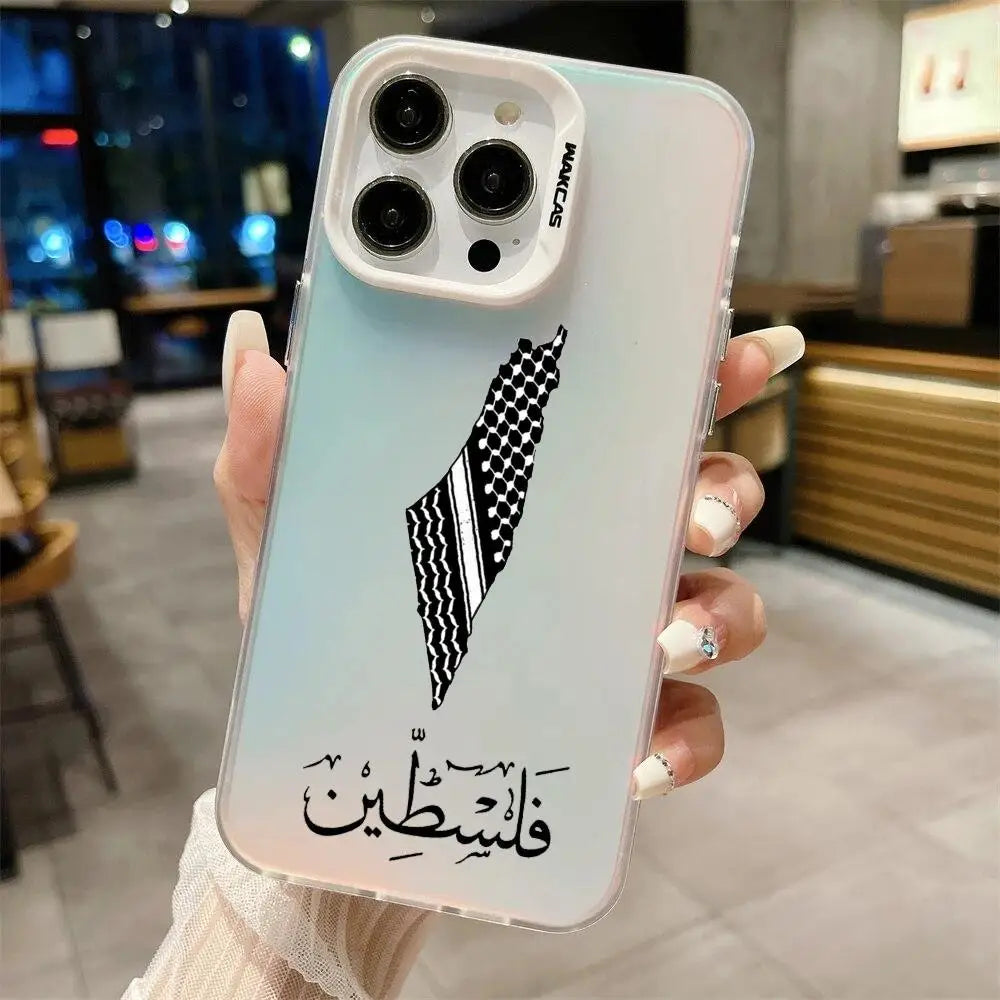 Plus Palestine Flag Passport Phone Case IMD For IPhone 16 15 14 13 12 XS Pro Max Plus 11 Fashion Matte Laser Gradient Cover Luxu
