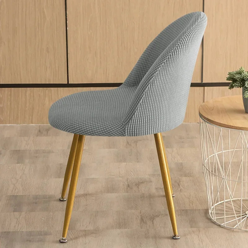 1PC Polar Fleece Curved Chair Cover Accent Short Back Dining Chair Slipcovers Small Chair Protector Case for Kitchen Hotel