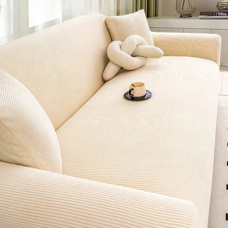 1/2/3/4 Seater Stretch Jacquard Sofa Cover – Non-Slip Polar Fleece Slipcover