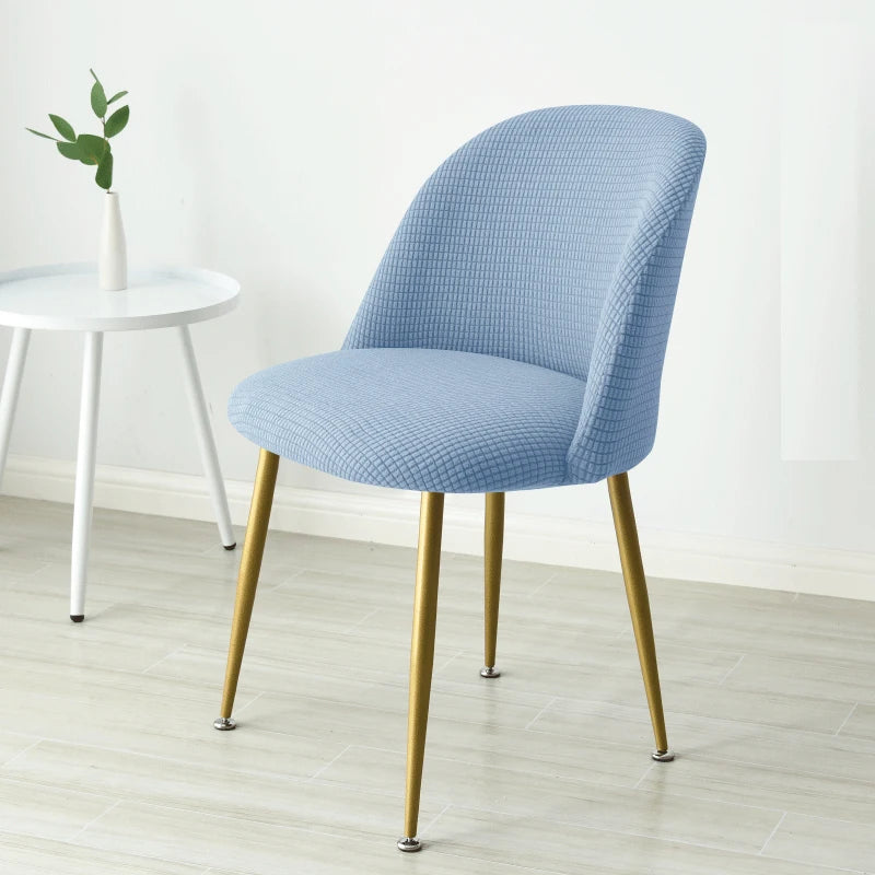 1PC Polar Fleece Curved Chair Cover Accent Short Back Dining Chair Slipcovers Small Chair Protector Case for Kitchen Hotel