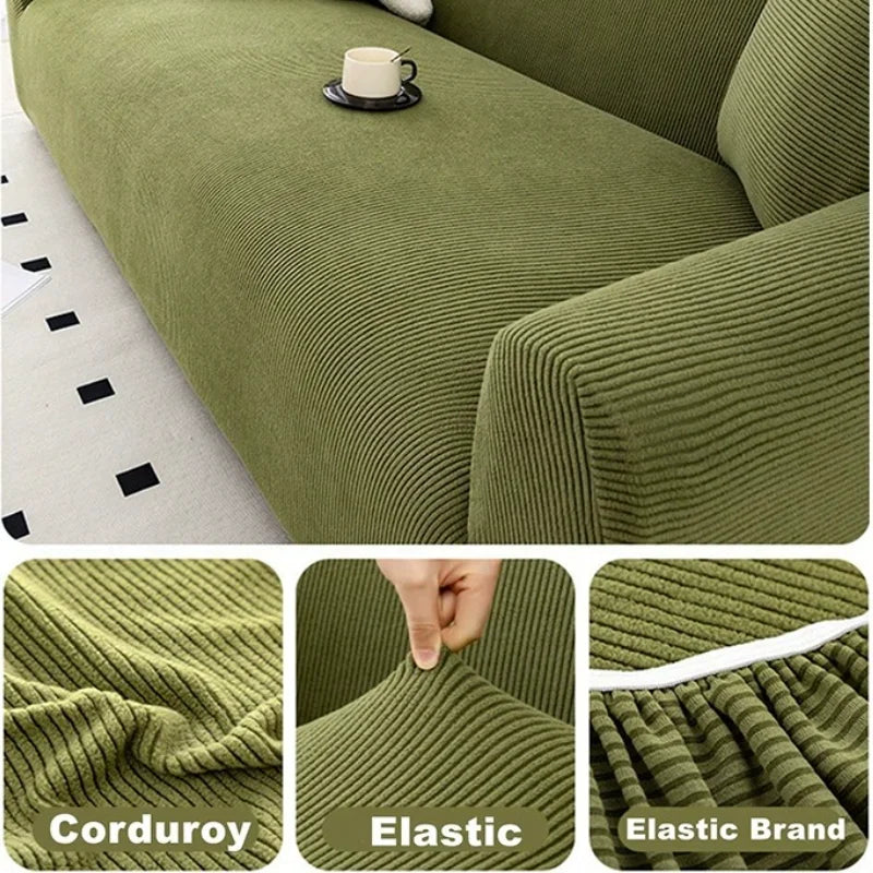 1/2/3/4 Seater Stretch Jacquard Sofa Cover – Non-Slip Polar Fleece Slipcover