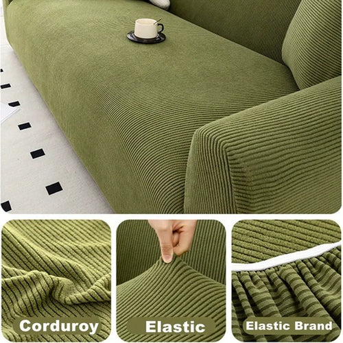 1/2/3/4 Seater Stretch Jacquard Sofa Cover – Non-Slip Polar Fleece Slipcover