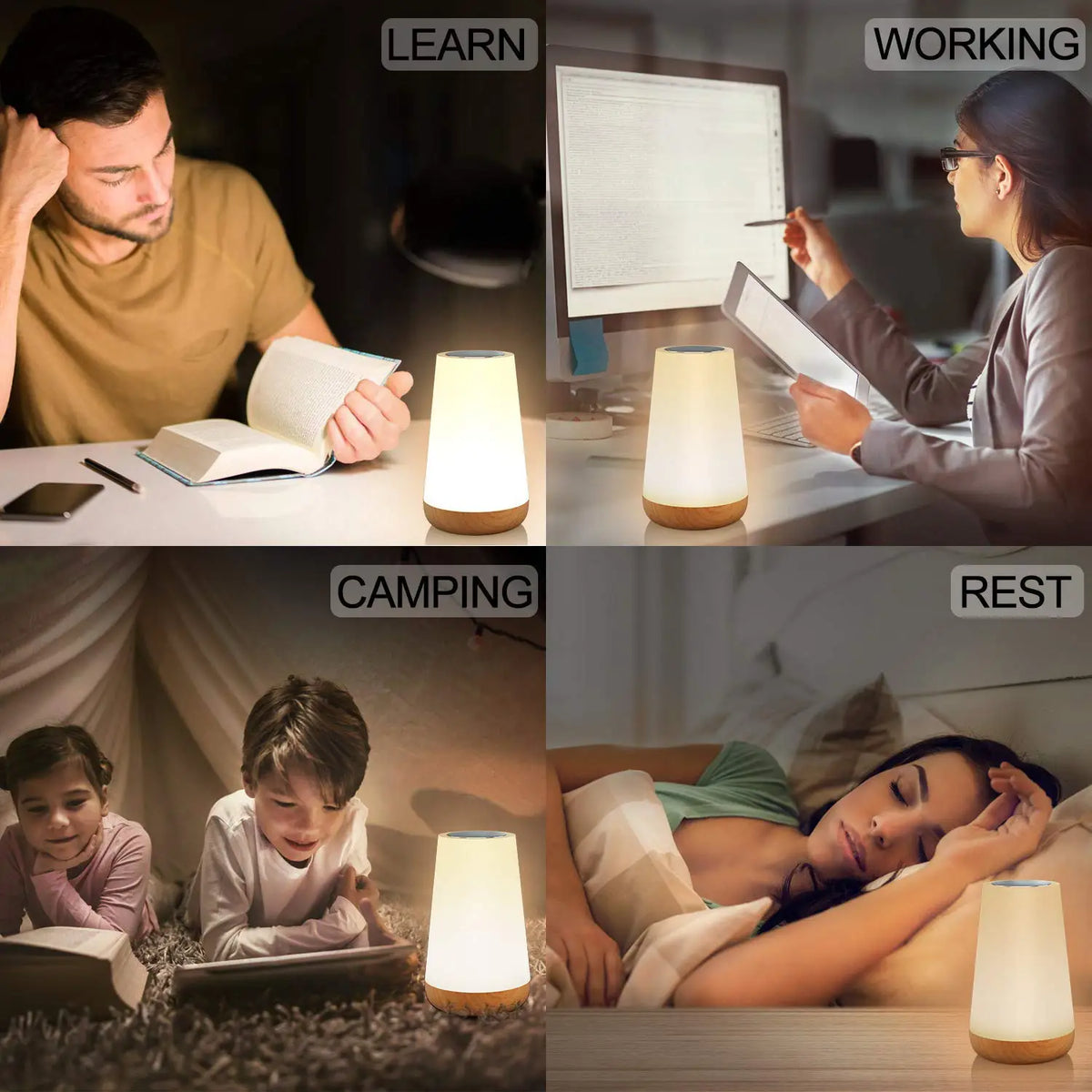 13 Color Changing Night Light Remote Control Touch USB Rechargeable RGB Night Lamp Dimmable Lamp Portable Table Bedside Lamp - ElectroAccessories