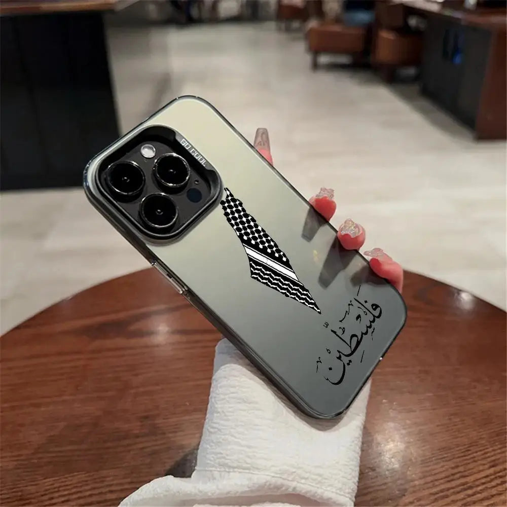 Plus Palestine Flag Passport Phone Case IMD For IPhone 16 15 14 13 12 XS Pro Max Plus 11 Fashion Matte Laser Gradient Cover Luxu