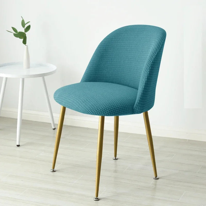 1PC Polar Fleece Curved Chair Cover Accent Short Back Dining Chair Slipcovers Small Chair Protector Case for Kitchen Hotel