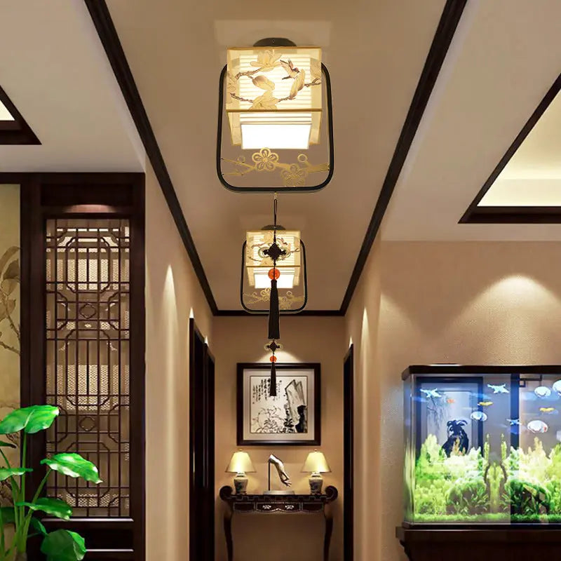 New Chinese Flower-and-bird Chandelier With Single Head - ElectroAccessories